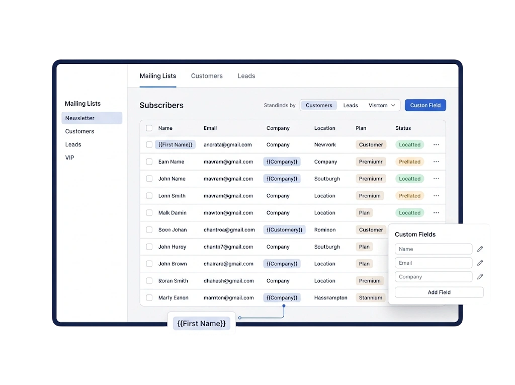 GetBiz Campaign mailing lists & custom fields