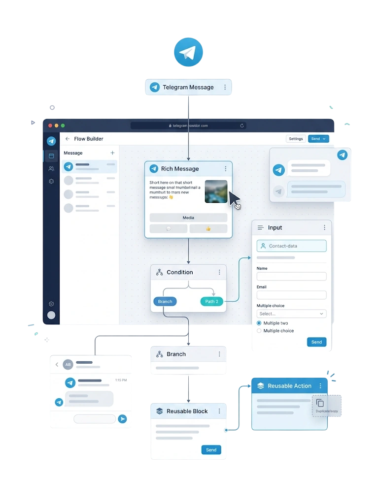 Flow Builder for Telegram — GetBiz WhatsApp