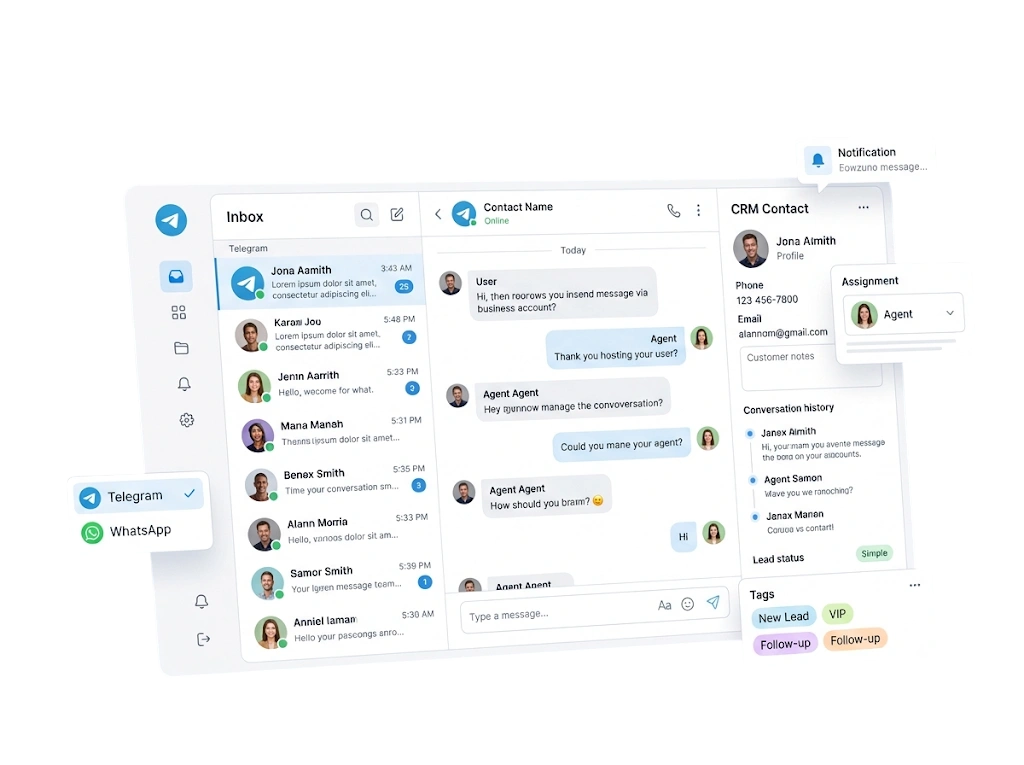GetBiz WhatsApp telegram inbox