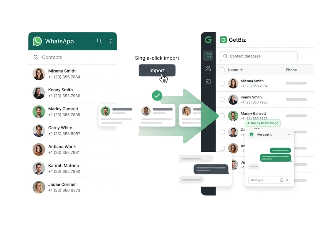 Import WhatsApp contacts in one click.
